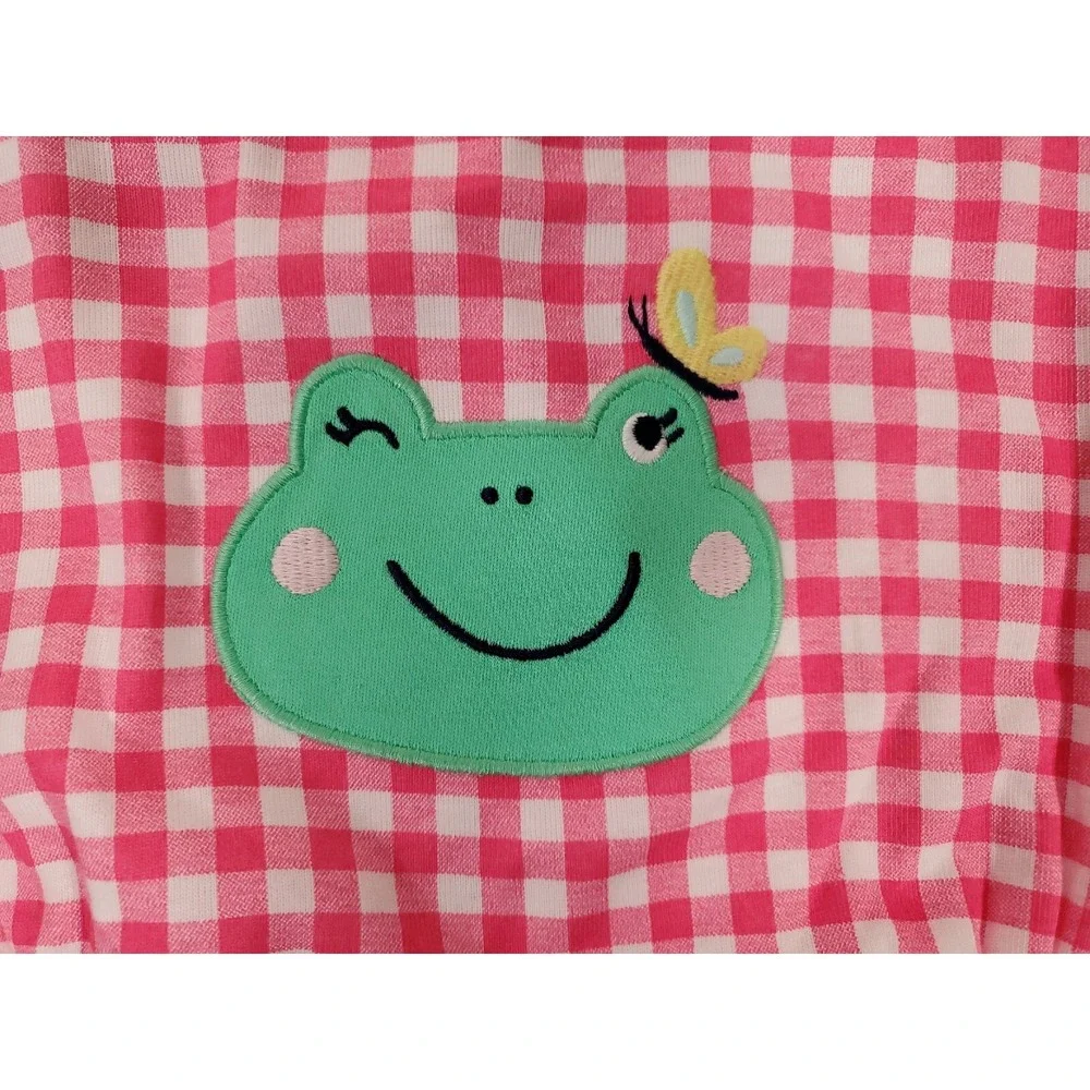 Carters Romper Girls 3 months Butterfly Frogs Chambray Pink Gingham NEW